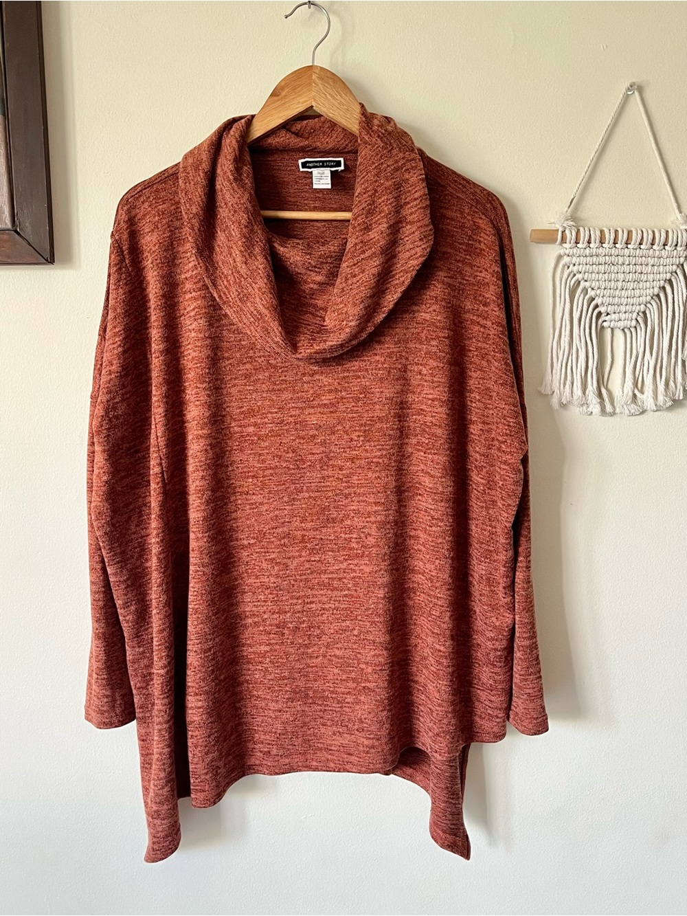 Another Story Marled Rust Cowl Neck Sweater-Medium oversized